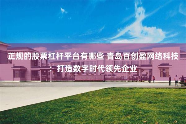 正规的股票杠杆平台有哪些 青岛百创盈网络科技：打造数字时代领先企业