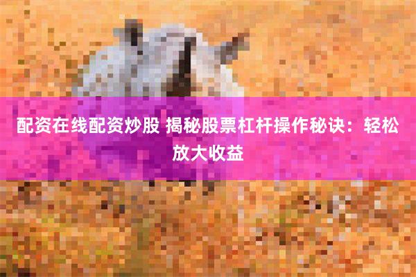 配资在线配资炒股 揭秘股票杠杆操作秘诀：轻松放大收益