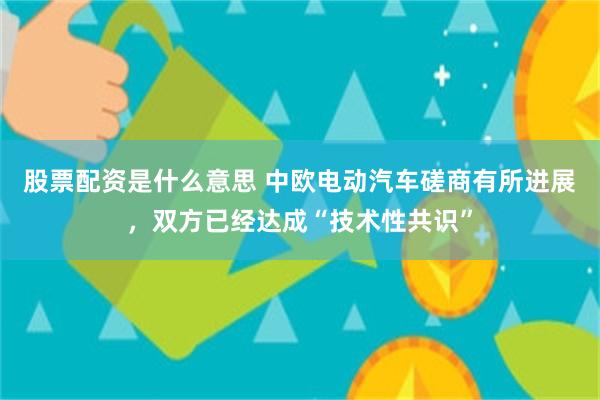 股票配资是什么意思 中欧电动汽车磋商有所进展，双方已经达成“技术性共识”