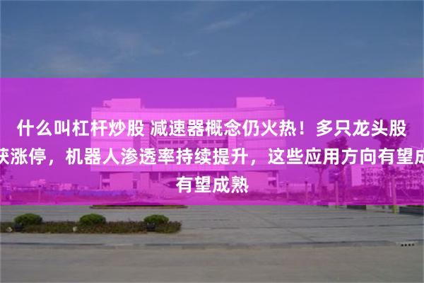 什么叫杠杆炒股 减速器概念仍火热！多只龙头股连获涨停，机器人渗透率持续提升，这些应用方向有望成熟