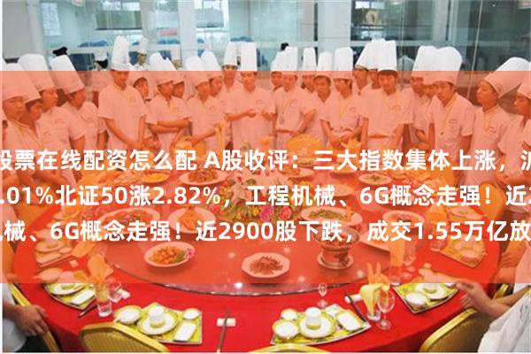股票在线配资怎么配 A股收评：三大指数集体上涨，沪指涨0.53%创指涨0.01%北证50涨2.82%，工程机械、6G概念走强！近2900股下跌，成交1.55万亿放量658亿