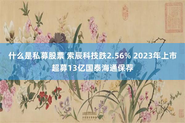 什么是私募股票 索辰科技跌2.56% 2023年上市超募13亿国泰海通保荐