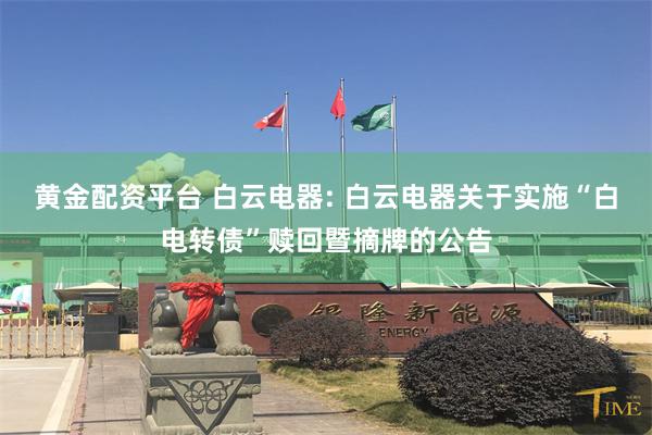 黄金配资平台 白云电器: 白云电器关于实施“白电转债”赎回暨摘牌的公告
